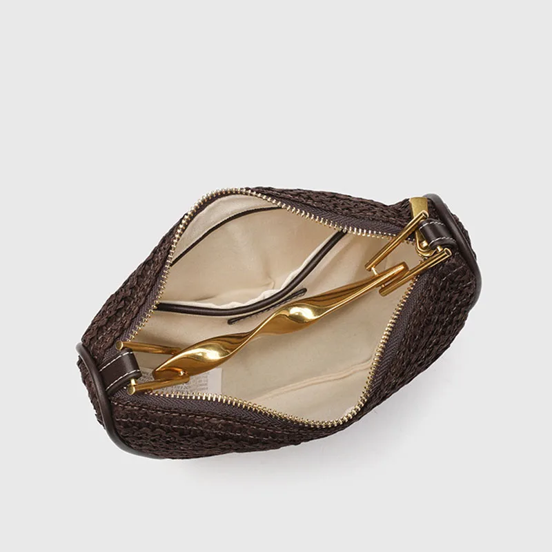 جديد اليدوية جديلة القش حقيبة الصيف الشاطئ حقيبة كتف المرأة الفتيات حقيبة يد الموضة الروطان المنسوجة حمل حقيبة للسيدات