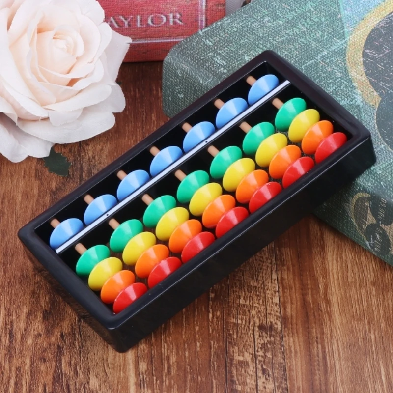 Portable Rainbow 7 Digits Abacus Soroban Enlightenment Math Calculation Early Learning Toy for Kids Gift