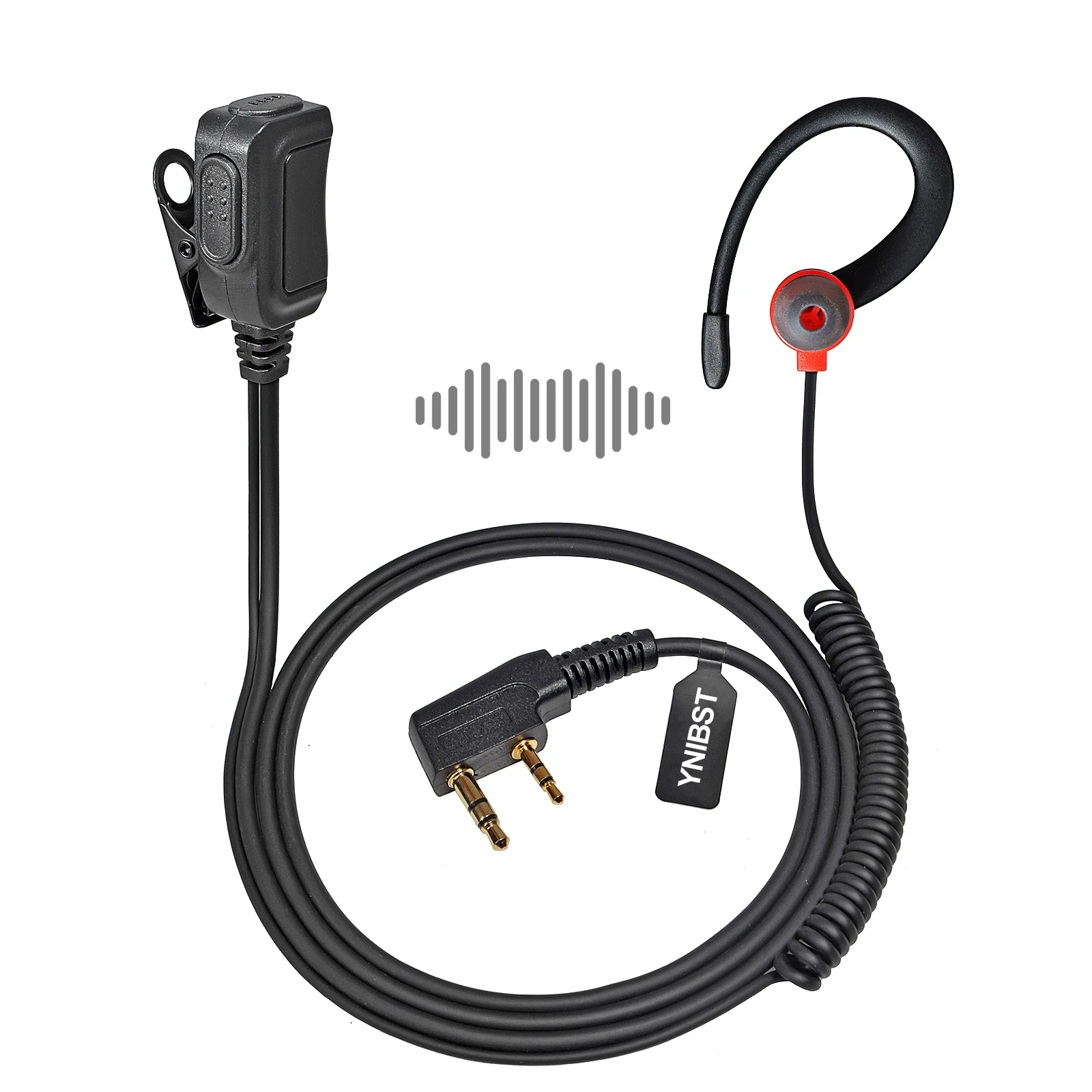 Two Way Radio 2 Pin K Head Soft Ear Hook Earpiece Walkie Talkie Headset with Mic PTT for BaoFeng UV-5R BF-888s Kenwood Retevis