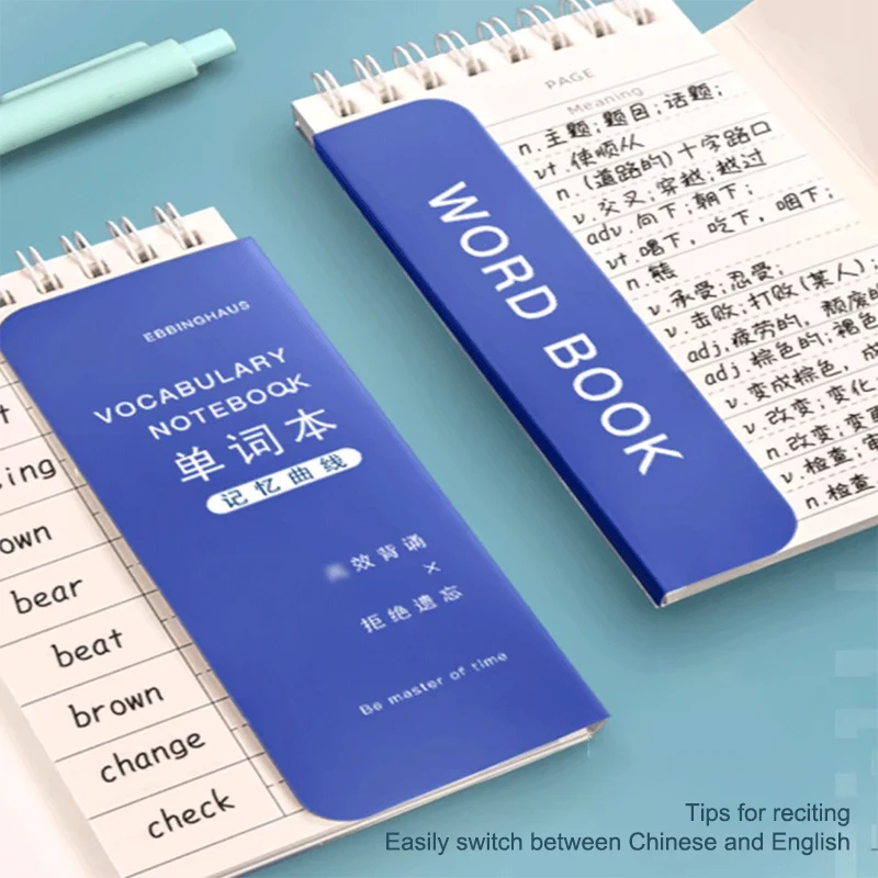 New 1PCS Portable Mini Notebook Pocket Vocabulary Word Book Spiral Notebook Languages Learning Word Check Book School Stationery