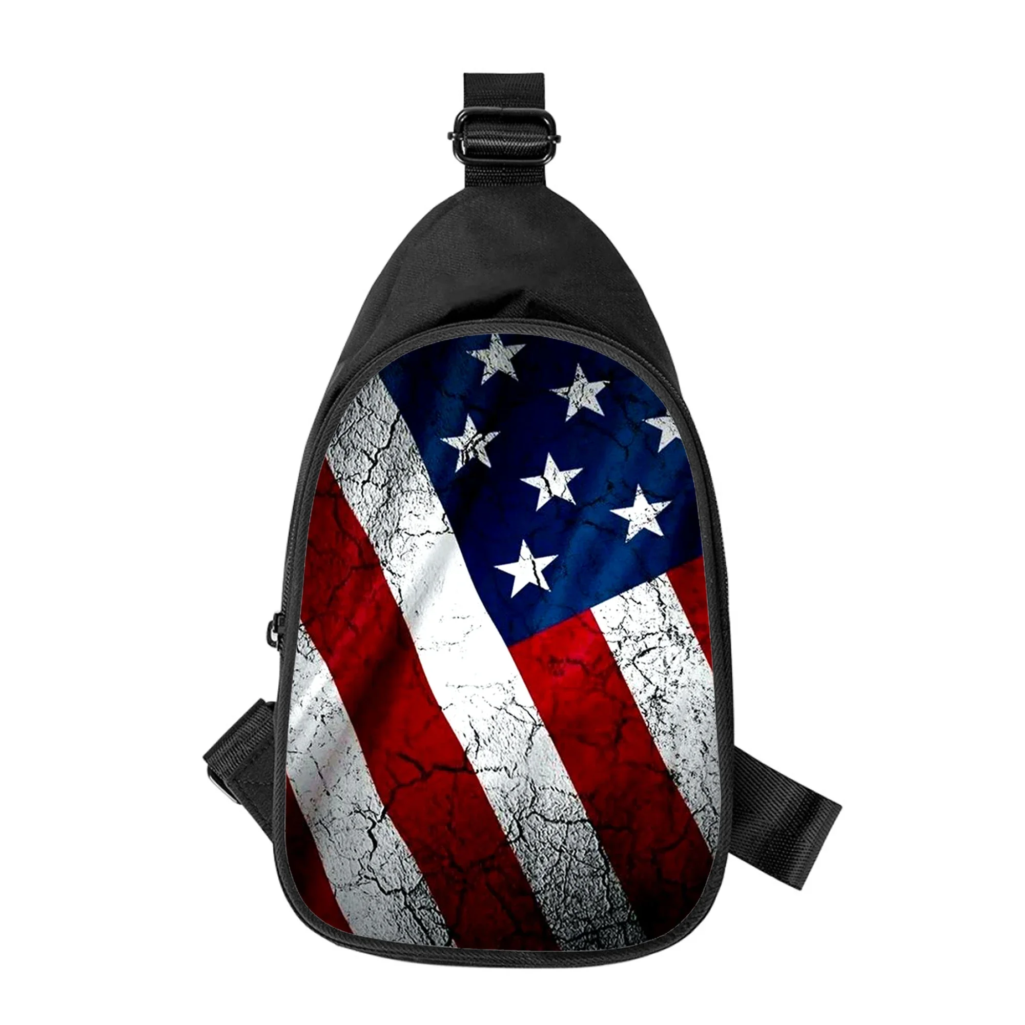 Bandeira americana dos eua impressão 3d novos homens cruz saco de peito diagonalmente feminino bolsa de ombro marido escola pacote de cintura masculino pacote de peito