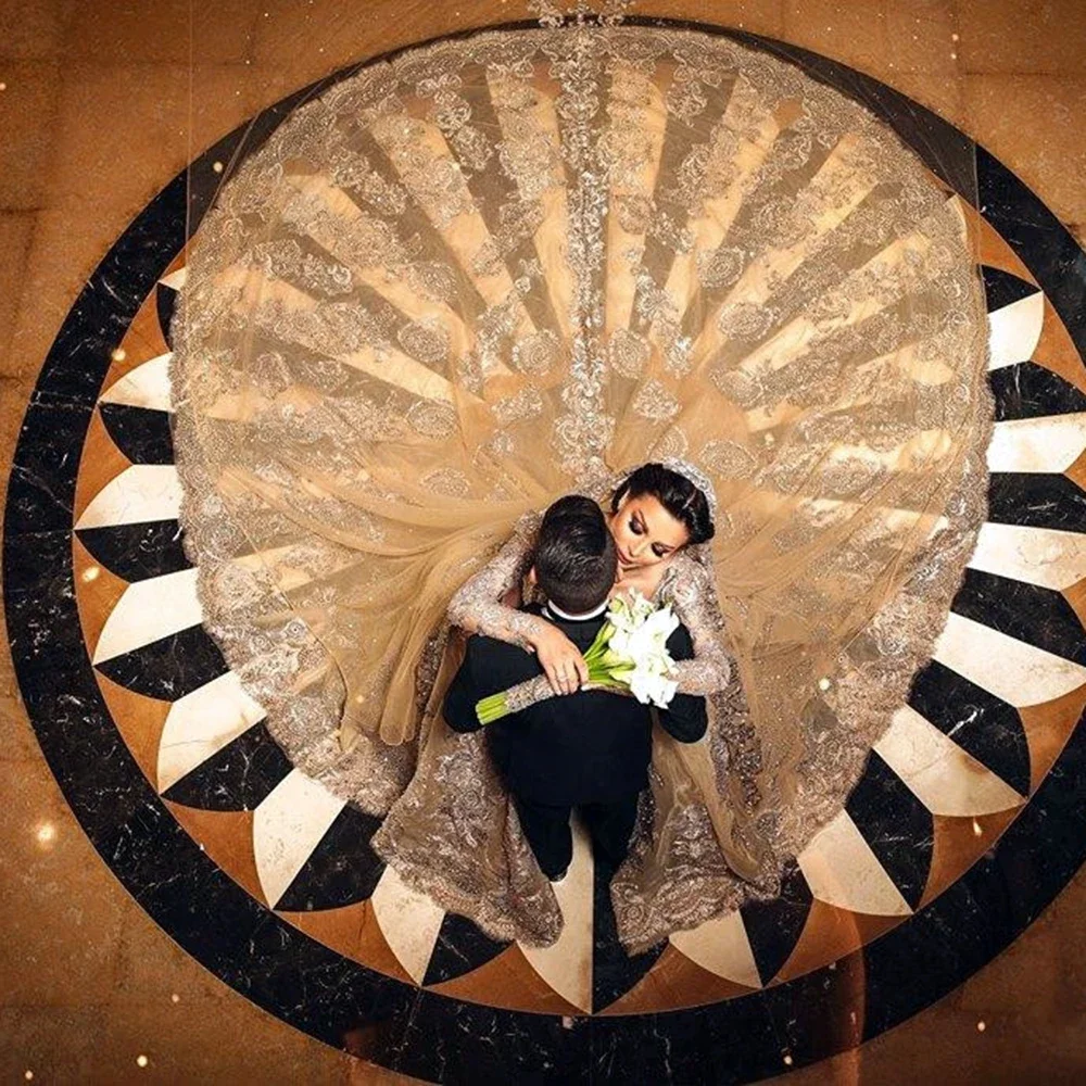 2025 Luxury Dubai Wedding Dress With Veil Free Real Photos Work