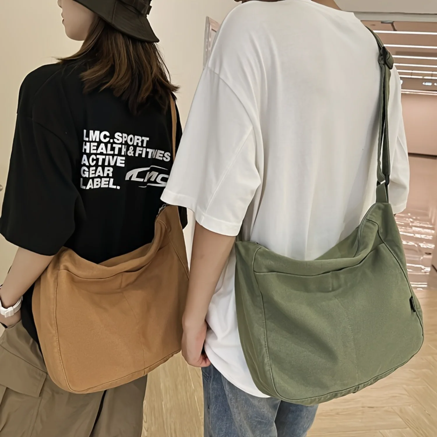 

Simple Canvas Crossbody Shoulder Bag, Casual Shoulder Bag With Adjustable Strap, Versatile Unisex Design Bag