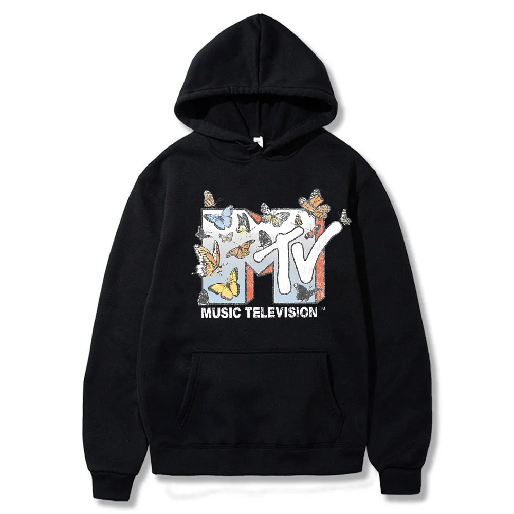 

MTV Music Television Lots of Butterfly Graphic Hoodie Men Women Fashion Oversized Streetwear Unisex Y2k Art Aesthetic Hoodies