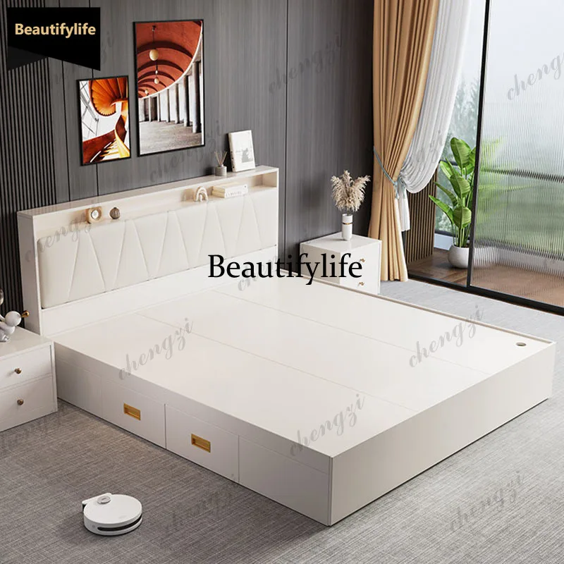 Cama de Diseño Q181 para Dormitorio, Cama Móvil Tipo Princesa, Cama Doble Moderna de Lujo, Muebles para Dormitorio