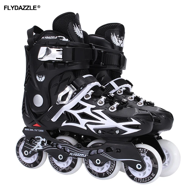 Outdoor activities adults bearing inline skate with four flashing wheels