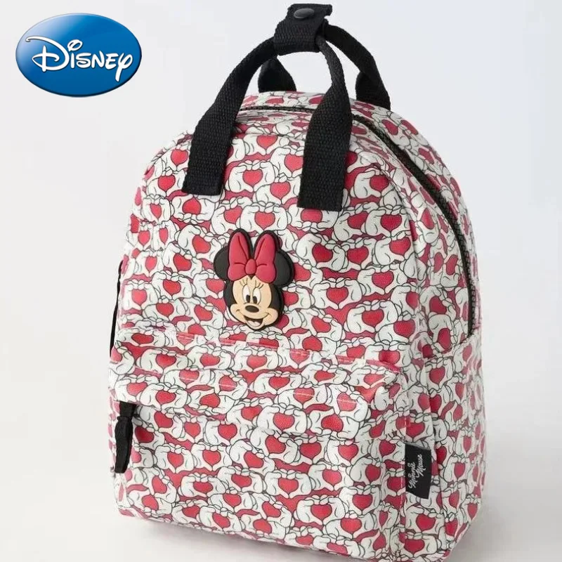 Disney 2024 New Cute Minnie Children\'s Backpack Girls Love Fashion School Bag Children\'s Casual Large Capacity Backpack