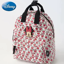 Disney 2024 New Cute Minnie Children's Backpack Girls Love Fashion School Bag Children's Casual Large Capacity Backpack