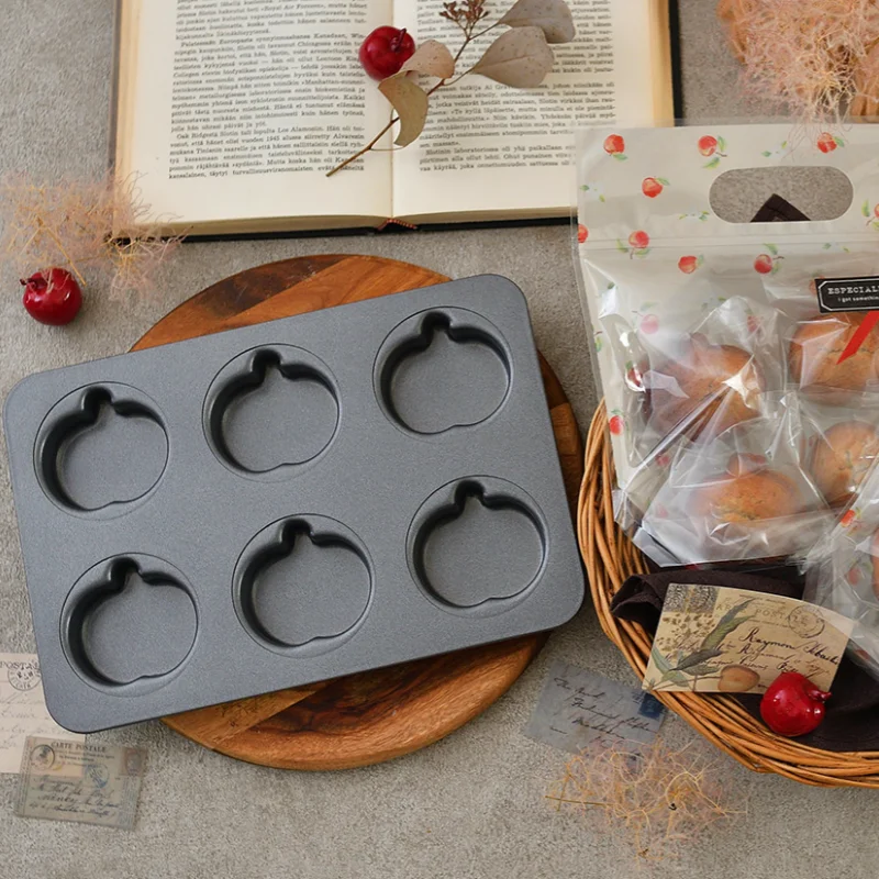 

6 Cavity Christmas Apple Jam Pie Non Stick Pan Carbon Steel Baking Mold Madeleine Muffin Dessert chocolate Kitchen Accessory