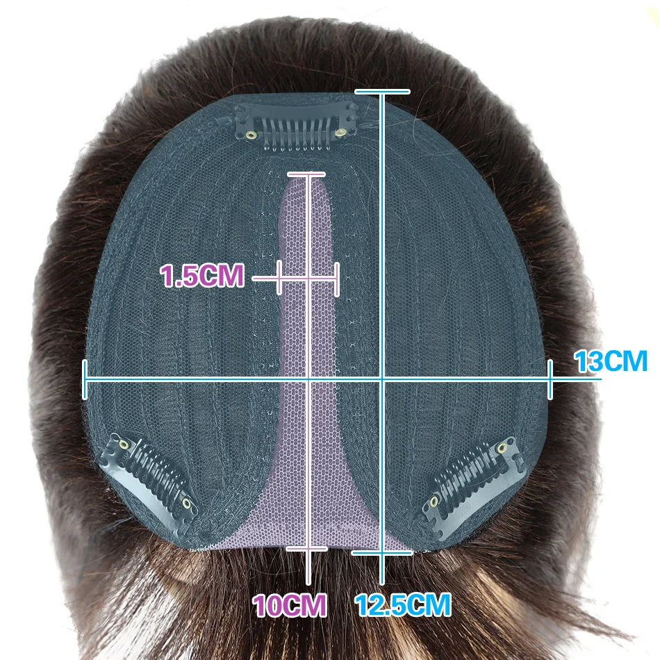 BHF Topper Hair Piece with Bangs Toupee Women Human Hair 13*13 CM Breathable Hand Made Remi Hair Toupee