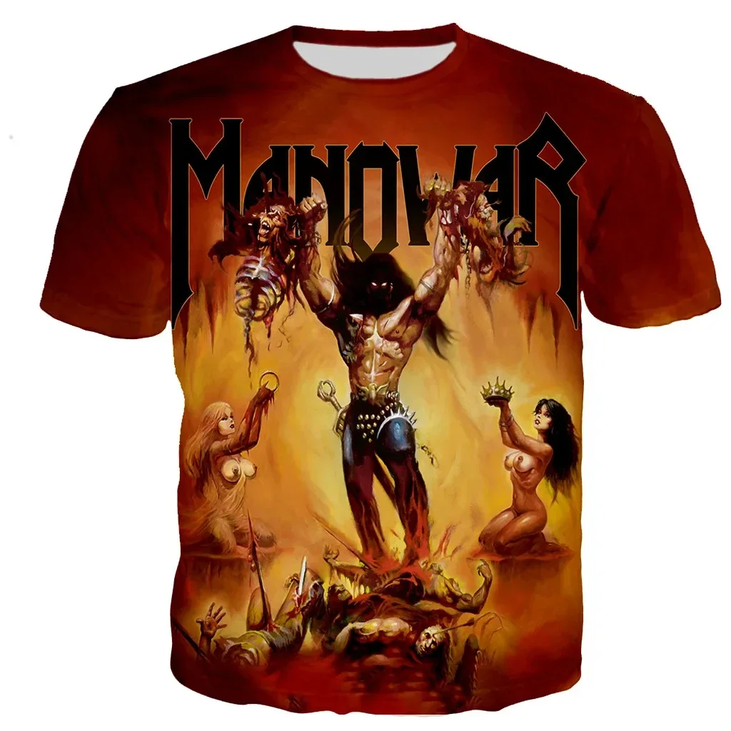 Fashion Manowar T-shirts 3D Print Men Women Short sleeve O-neck Tshirts Hip Hop streetwear Casual Top Unisex clothing