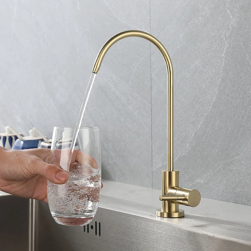 Kitchen Faucets Rose Gold Water Drinking Faucet Brushed Water Filter Purifier Faucet Stainless Steel Kitchen Tap