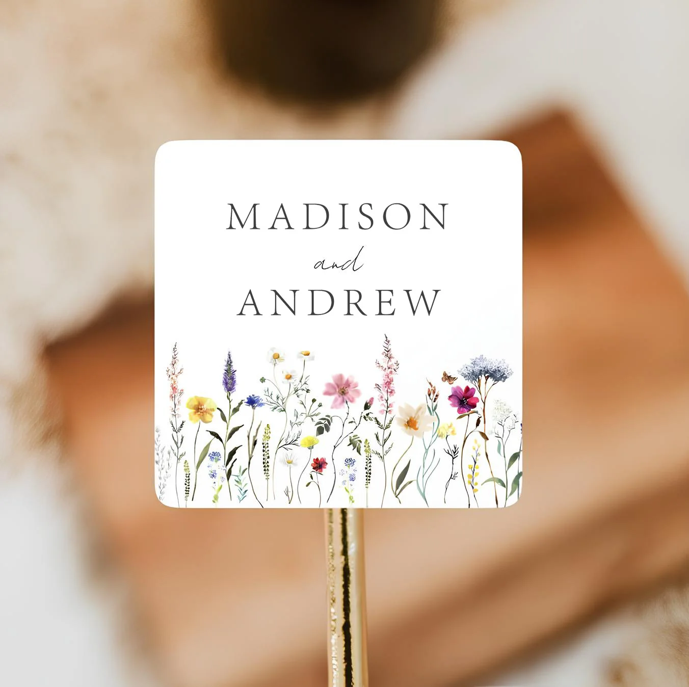 Custom Square Wedding Sticker, Personalized Wedding Stickers, Customizable Wedding Sticker, Wedding Thank You Stickers