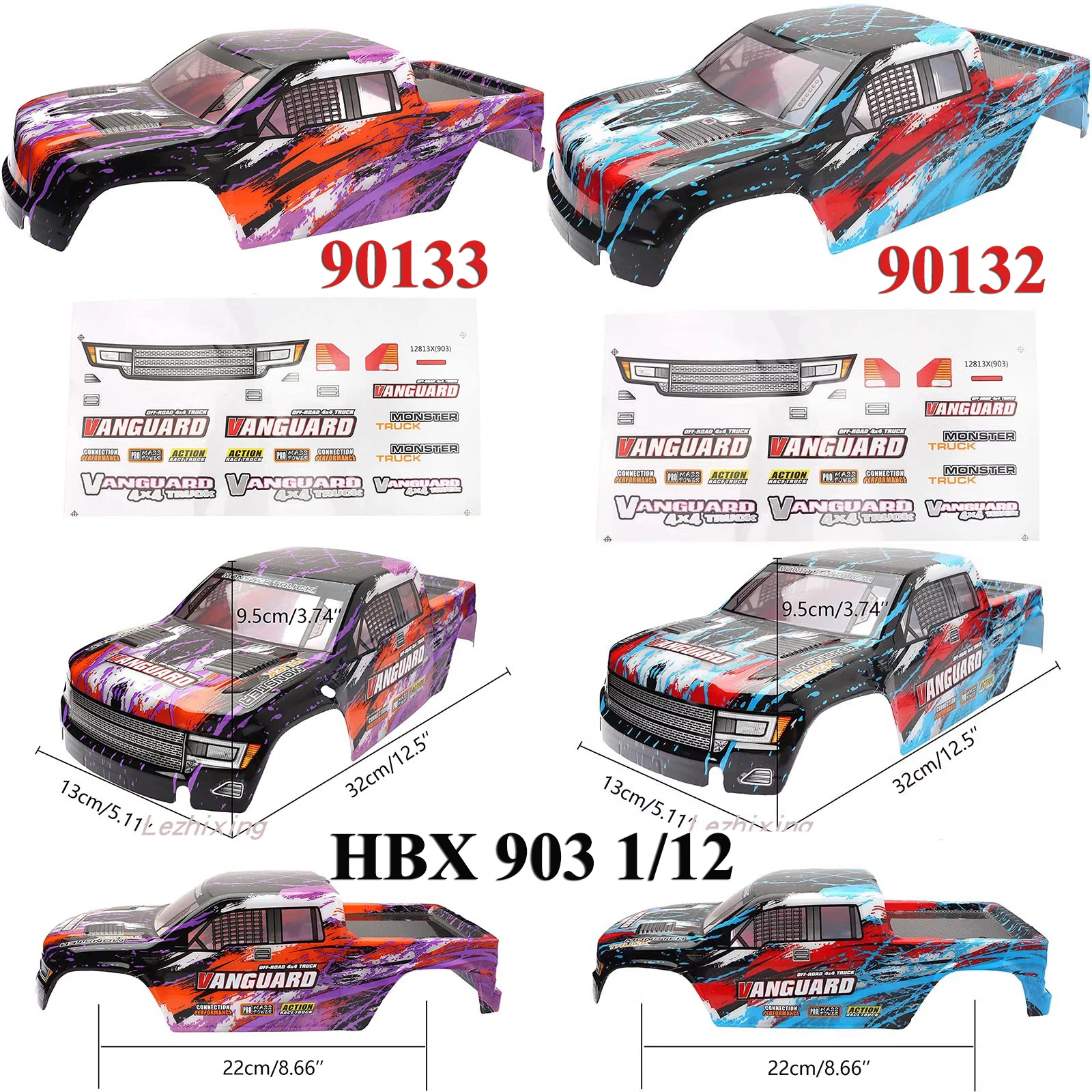 

HBX 903 1/12 RC High-speed Car Parts PVC Car Shell Brush Version Brushless (car Shell with Body Sticker) 90132 90133