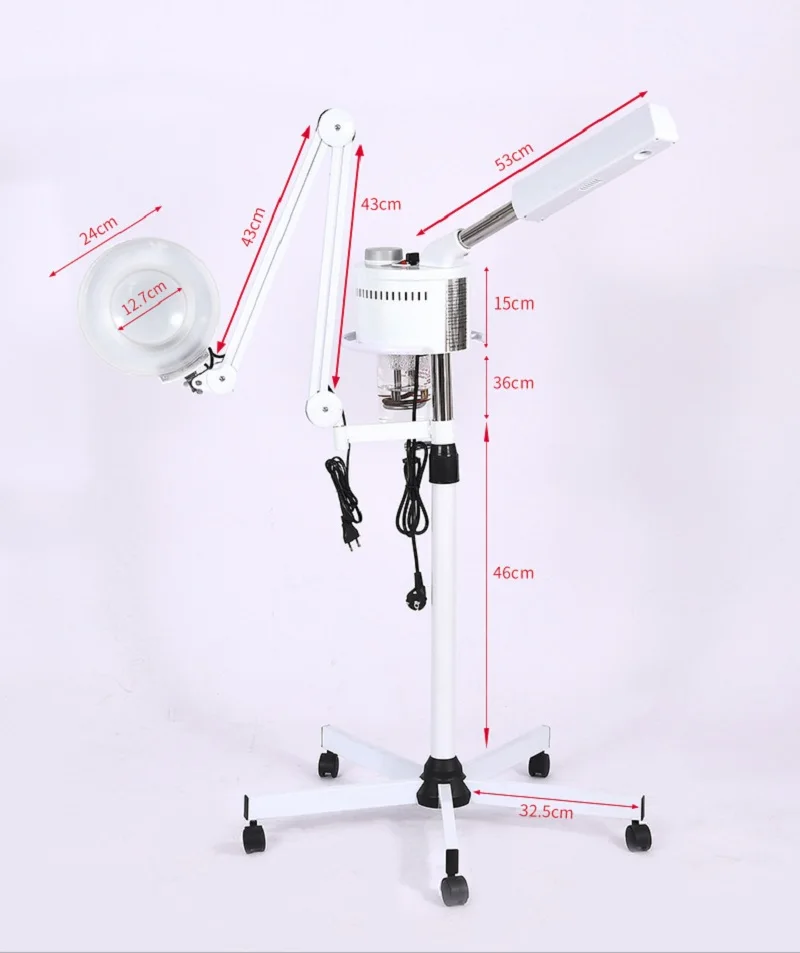 Professional 2-in-1 Facial Steamer with 5X Magnifying Lamp - Hot Ozone Vapor Steamer for Skin Care - Beauty Spa Pedestal Machine