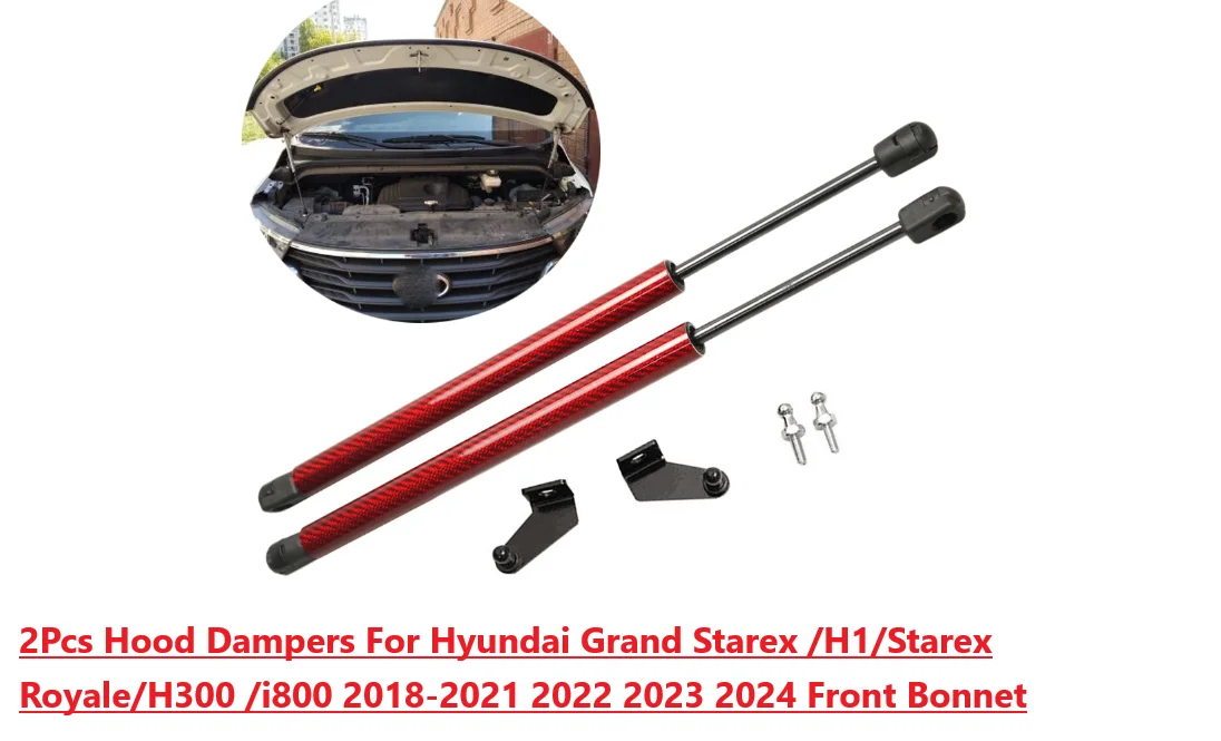

Hood Damper For Hyundai Grand Starex/H1/Starex Royale/H300/i800 2018-2024 Front Bonnet Gas Struts Lift Support Shock Piston Rods