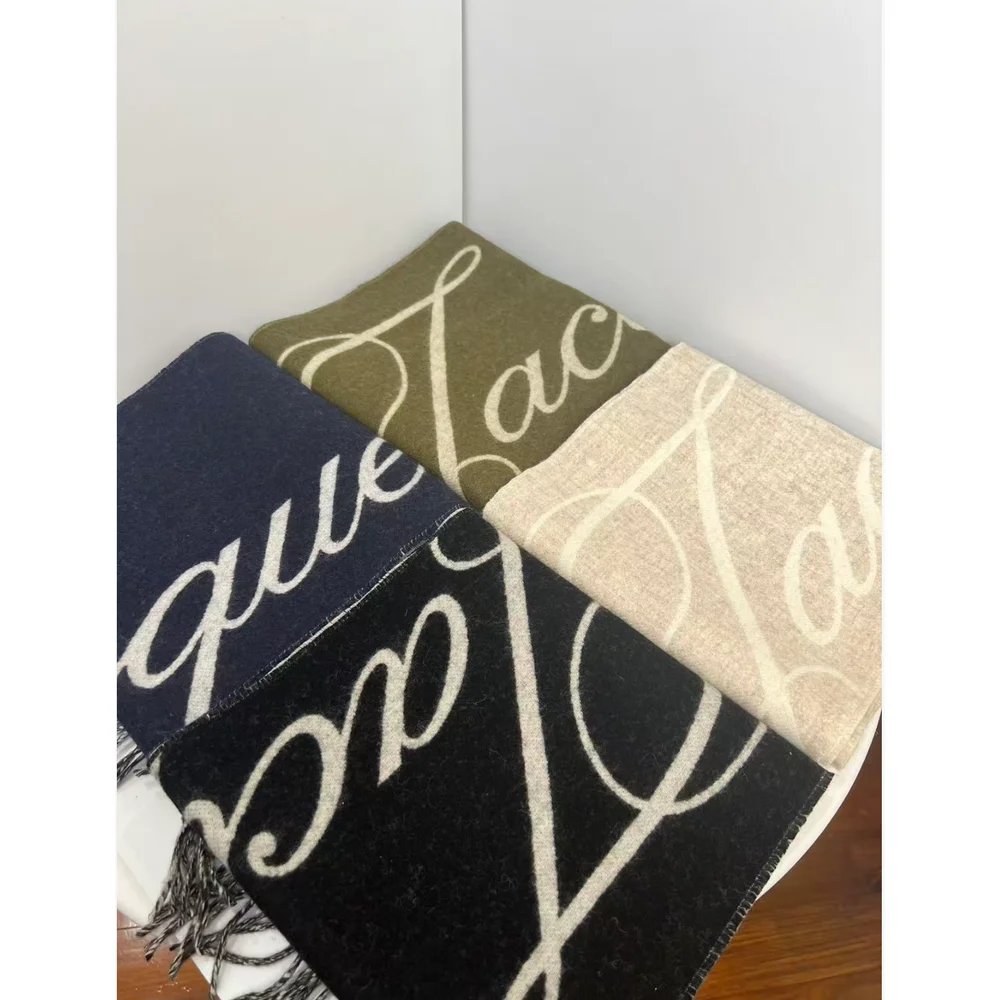 100% Pure Wool Scarf 2026 Fashionable Winter Thick Warm Neck Cover Letter High-Quality Cashmere Shawl for Both Men and Women