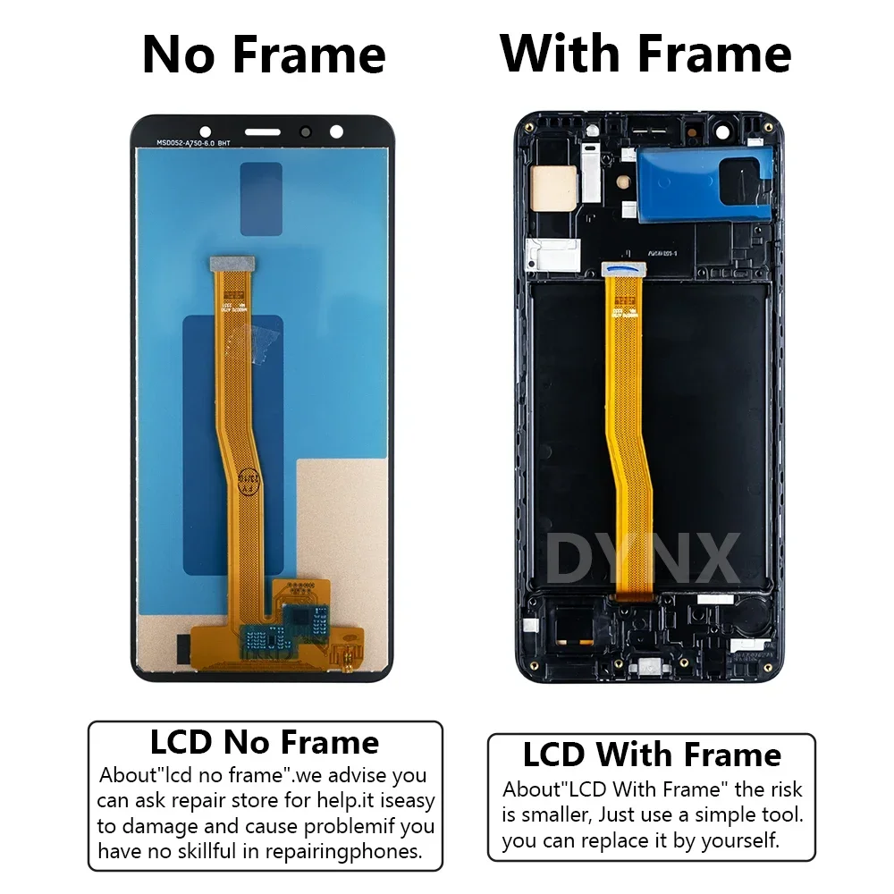 AAA+ Quality A750 LCD For Samsung Galaxy A7 2018 LCD SM-A750F A750F A750 Display With Frame Touch Screen Digitizer Replacement