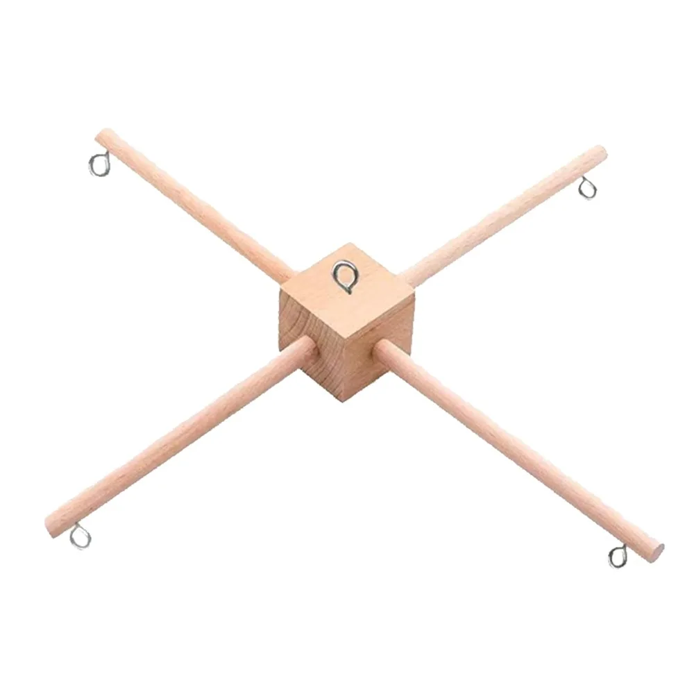 Vintage Style Rotating Wind Chime Rack Smooth Stable DIY Wind Chime Kit Anti-rust Hanging Bell Wooden Mobile Frame