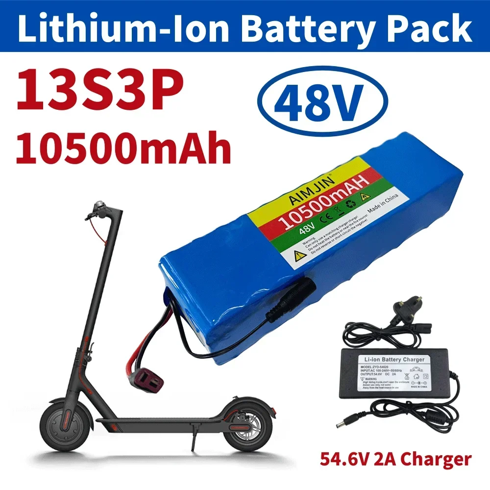 

New 48V 10500mAh 20000W 13S3P Lithium Ion Battery Pack For 54.6V E-bike Electric Bicycle Scooter With BMS