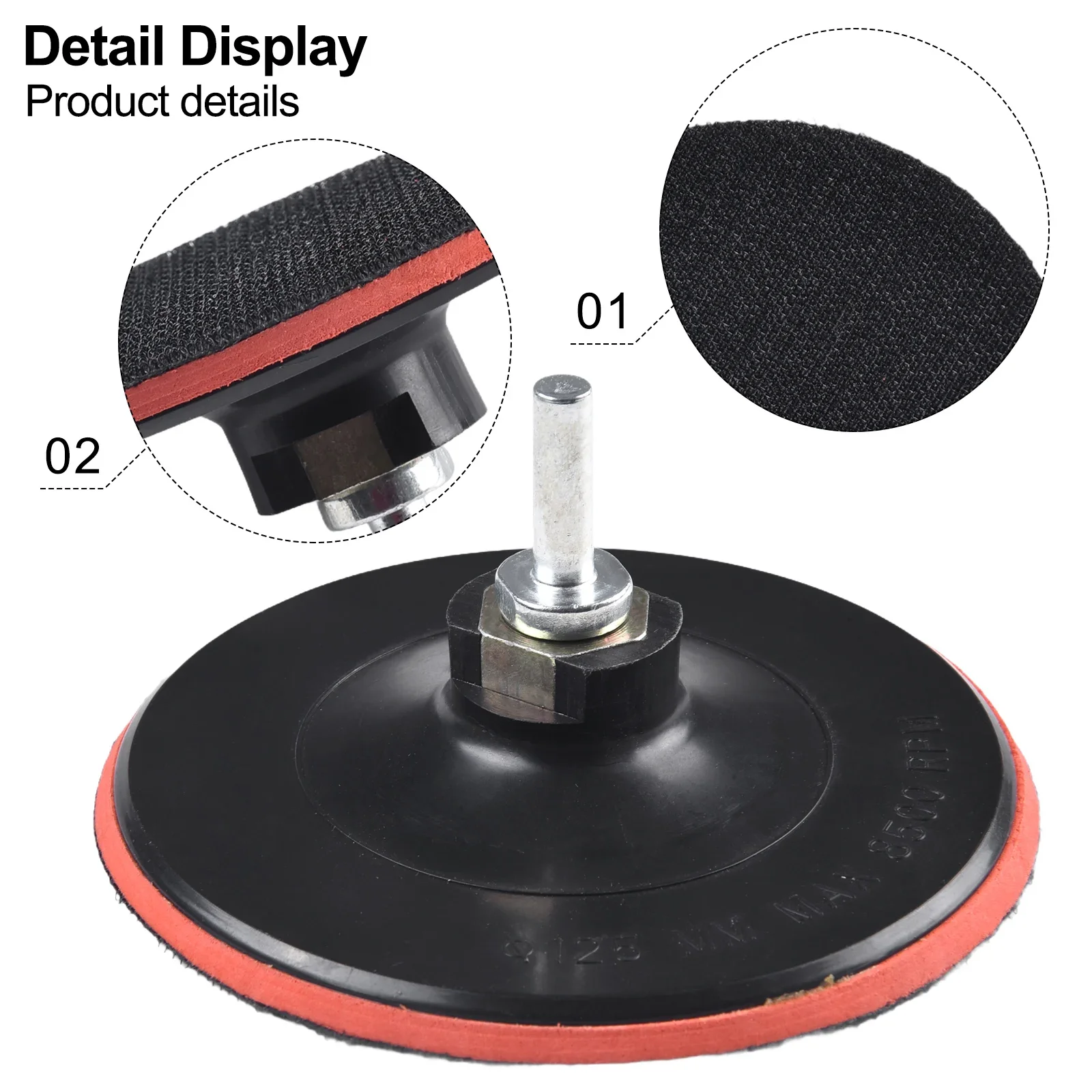 Hook and Loop Backing Pad para lixadeira, 125mm Rubber Discs, Angle Grinder Drill