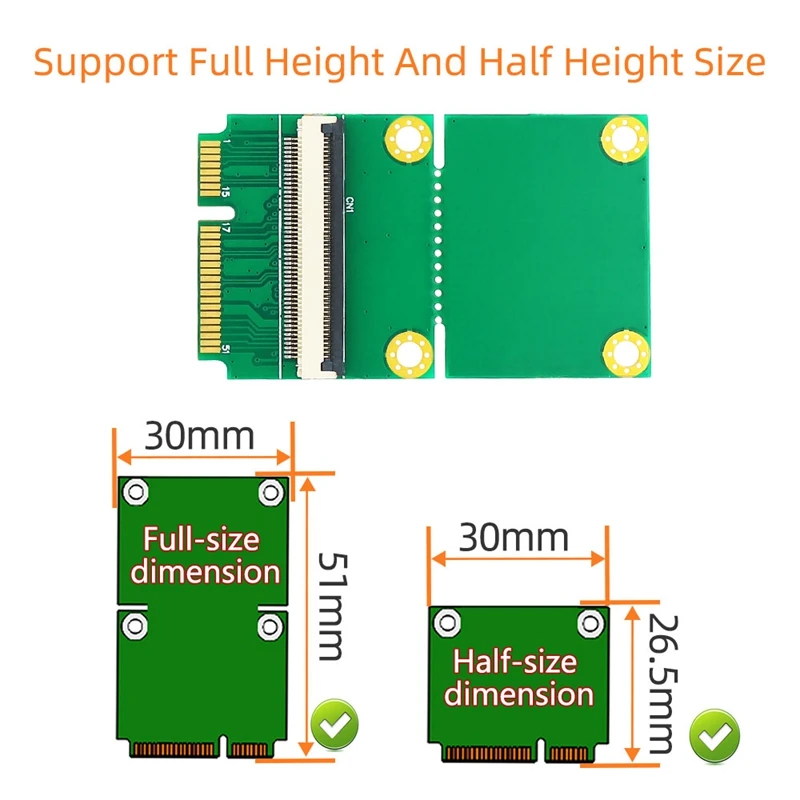 Mini cabo extensor flexível PCI-E MSATA com slot para cartão SIM para SSD MSATA de tamanho completo e meio tamanho (módulo Wifixwwanxwlan)