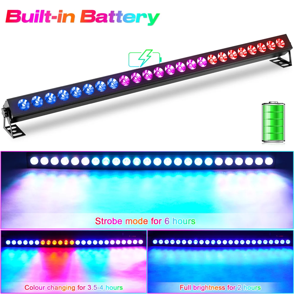 DayFlicker 80W Battery RGB 3in Wall Washer Light 5/8/14/26/50CH Channel Suitable for for Home Parties KTV Clubs Bars Weddings DJ