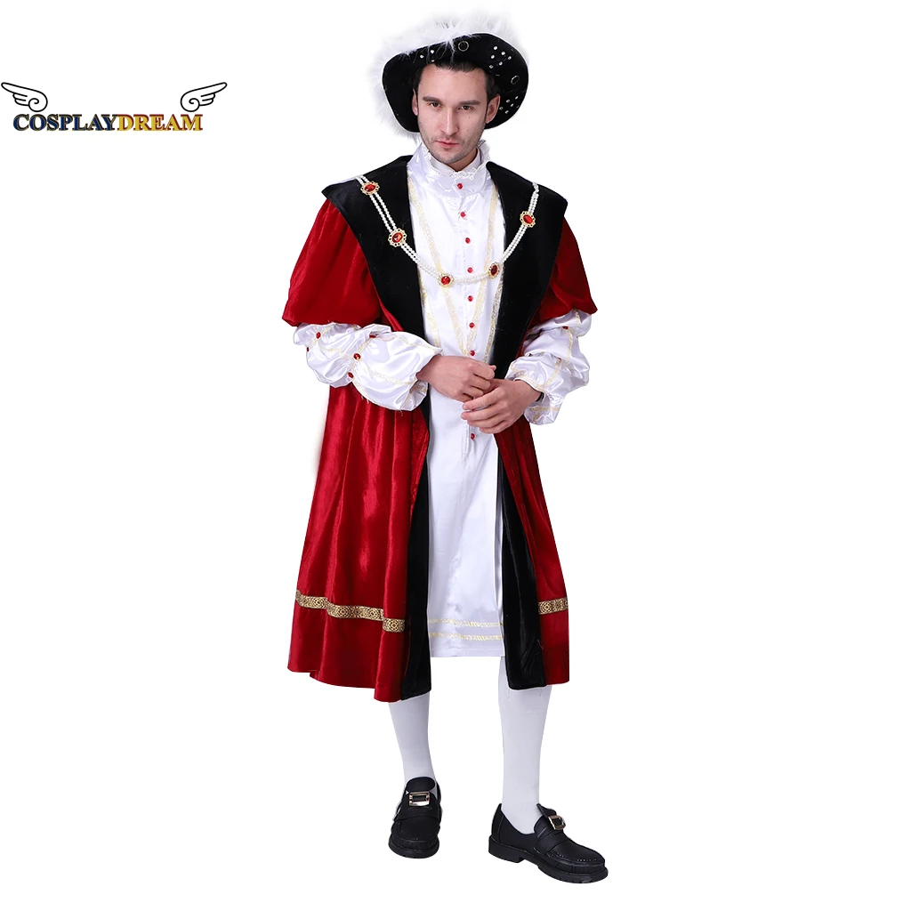 

Queen Elizabeth Tudor Period Cosplay Costume King Henry Lord Full Suit Outfit Tudor Kings Prince Court Costume for Adult Men