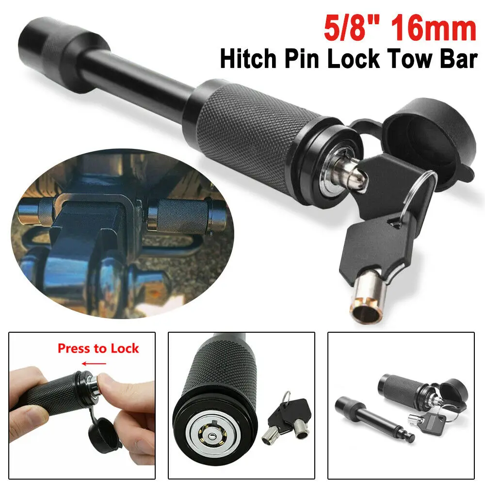 

5/8" 16mm Hitch Pin Lock Tow Bar Tongue Anti Theft Caravan Trailer Towbar Black