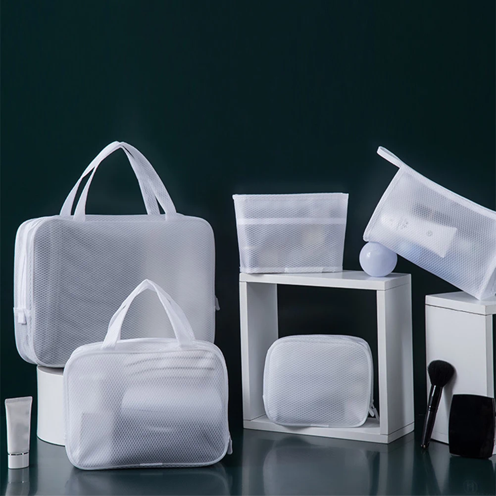 

Waterproof Toiletry Bag Travel Cases Washbag Mesh Bags Storage Pouch Zipper Design Lightweight Portable Handbag