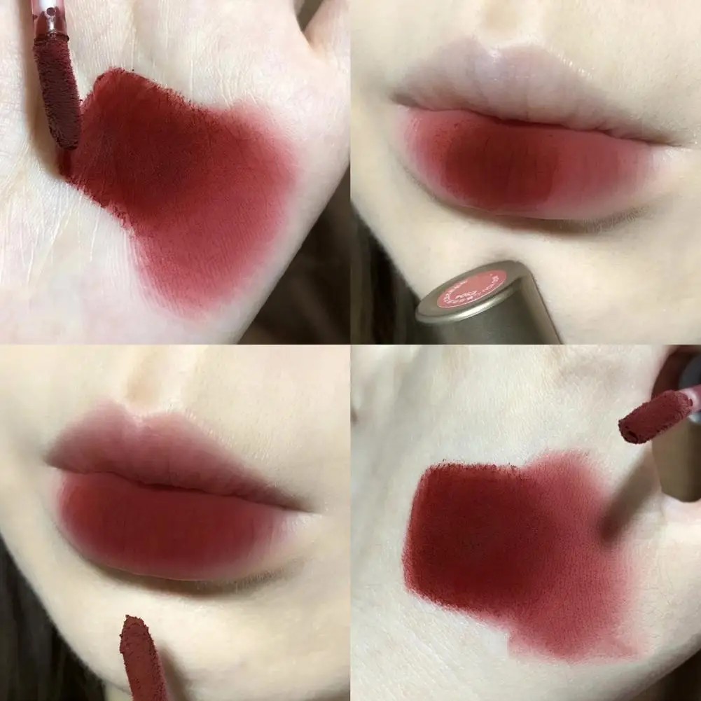 Tubo de esmalte labial Alisador, color Nude, rojo, mate, sólido, crema cosmética, diseño creativo de bálsamo labial, L3P3