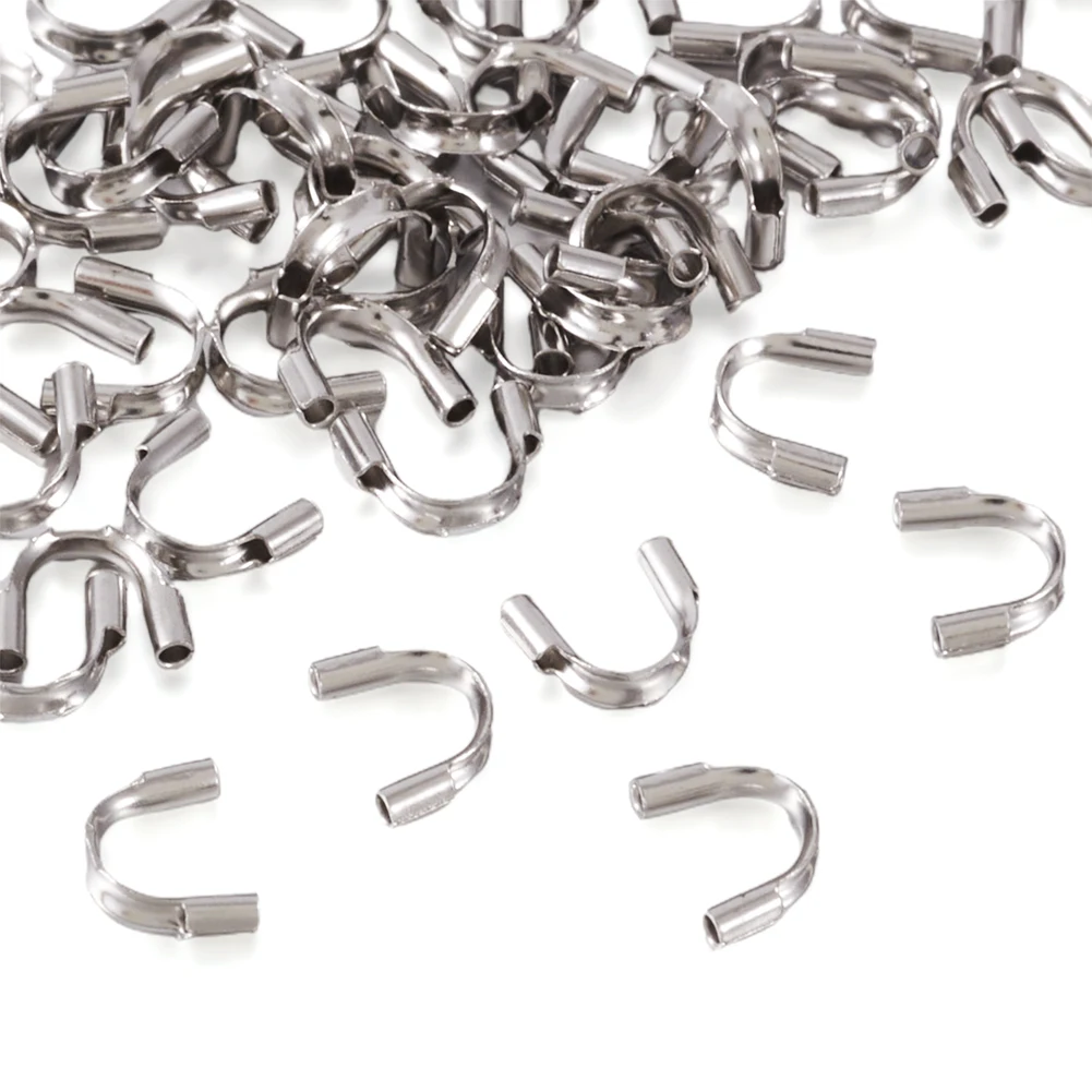 50Pcs Stainless Steel U Shape Wire Guardians Protectors Loops Clasps Connector For Jewelry Making Accessories