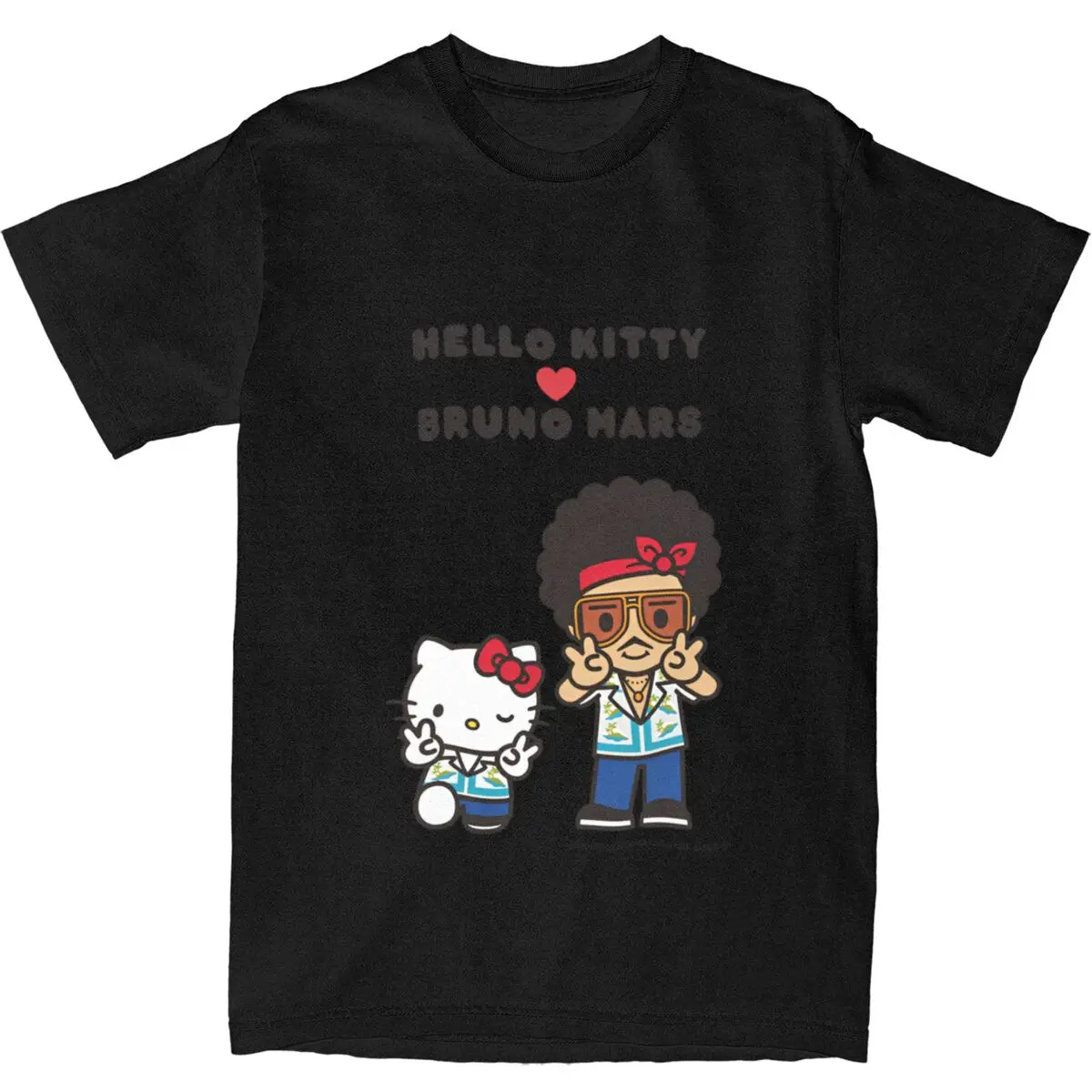 Men Bruno Mars T Shirts hello kittyed Cotton Tees Summer Aesthetic Short Sleeve T-Shirt O Neck Hipster Loose Tshirt Plus Size