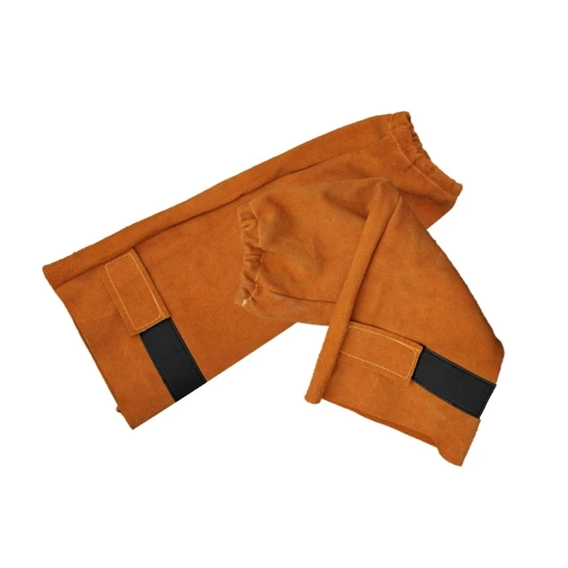Leather Welding Arm Guards Sleeves Flameproof with Heat Resistant Properties for Metal Workers Metalwork Mechanics 2pcs