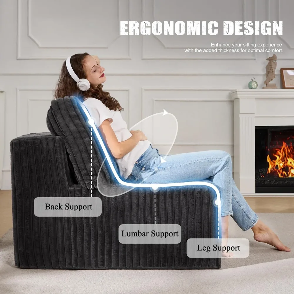 كرسي ميموري فوم كلاود، أريكة جلوس عميقة بمقعد واحد مع وسائد، أريكة كبيرة على شكل حرف L لغرفة المعيشة وغرفة النوم.