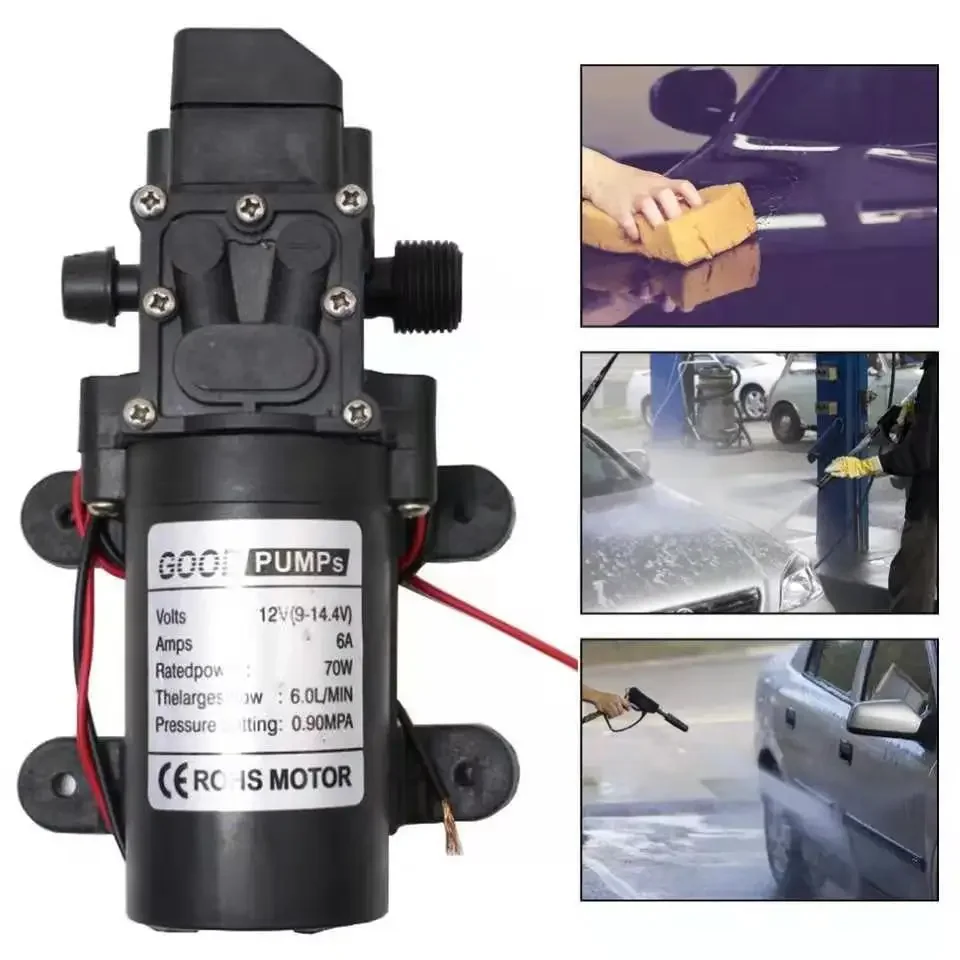 

1pc 12V 130psi 6L / Min Electric Water Pump DC Black Miniature High-Pressure Diaphragm Cooling Pump Automatic Flow Switch