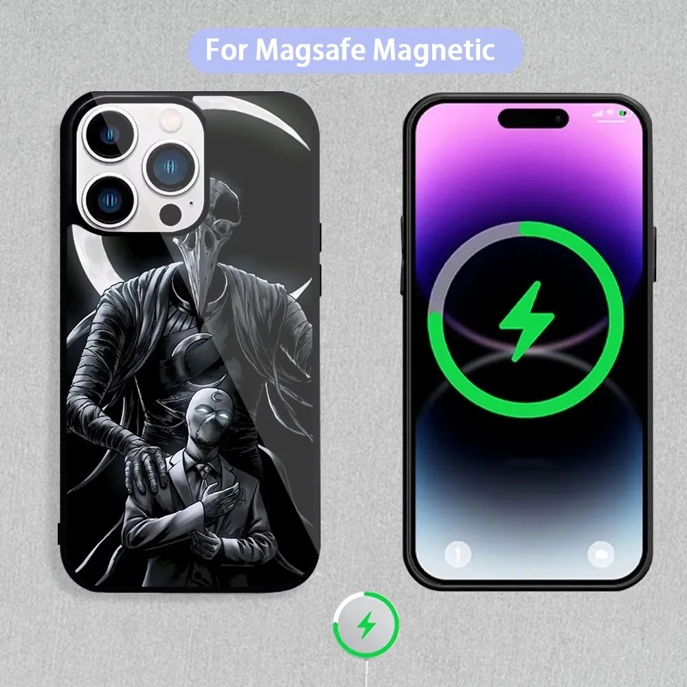 MINISO M-Marvel Moon Knight Phone Case For Magnetic Inductive Charging iPhone 11 12 13 14 15 Max Pro Mini Plus Shell