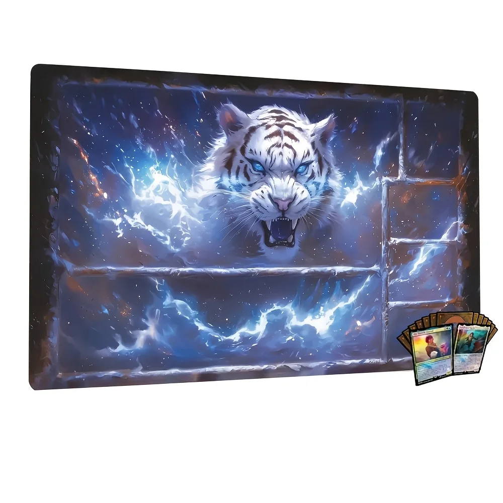 Thunder Roaring White Tiger Game Mat Antislip rubber mat suitable for collectible card games tapis de souris alfombrillas gaming