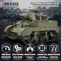 Coolbank Model 1/16 RC Tank World War II US Tank Scott Howi tzer Motor Carriage M8 with Light and Smoke 360° Turret Rotation Boy