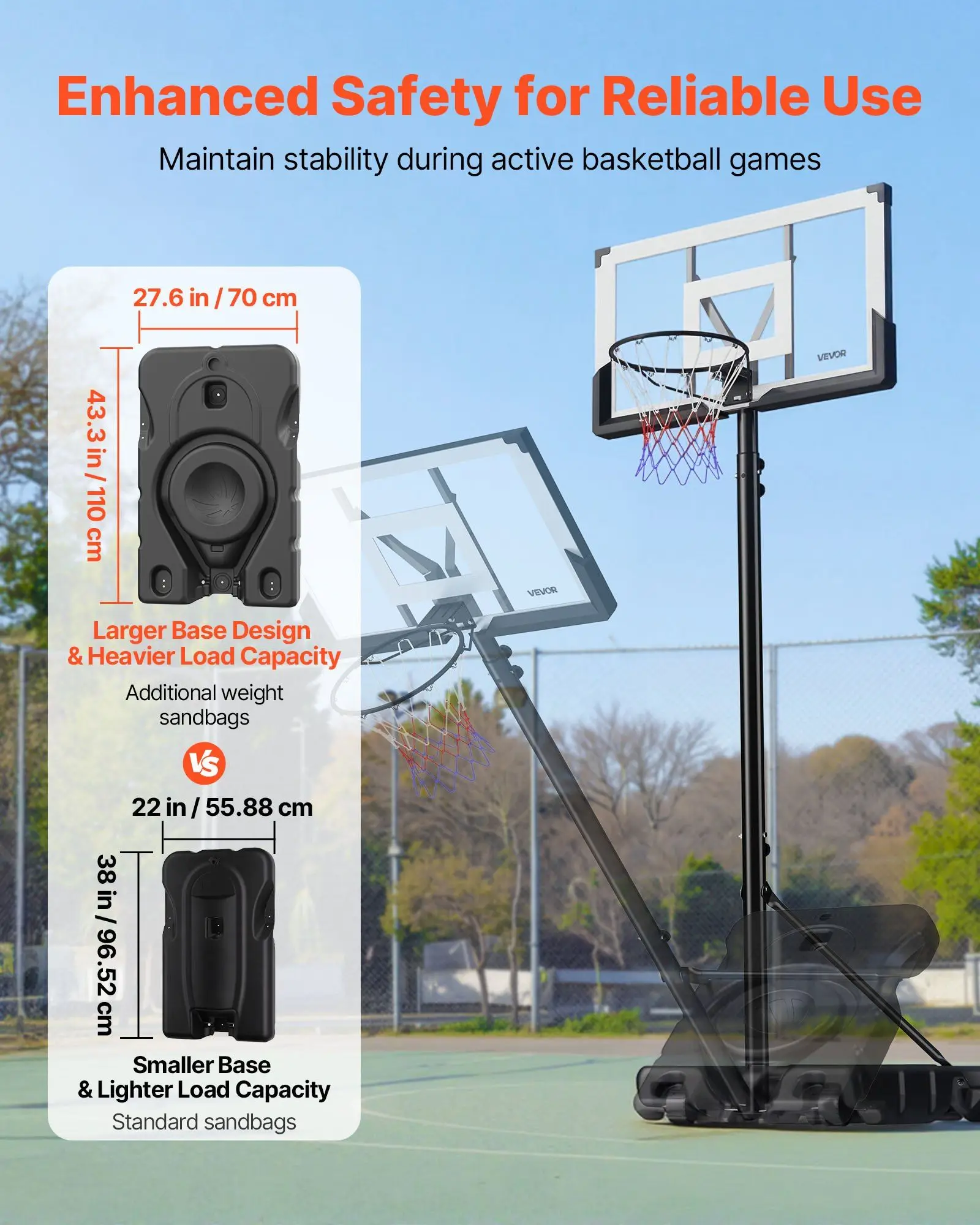 

Portable Basketball Stand, 10 ft Height Adjustment Basketball Hoop & Goal, Portable Basketballs Hoop with 48 inch PC Backboard