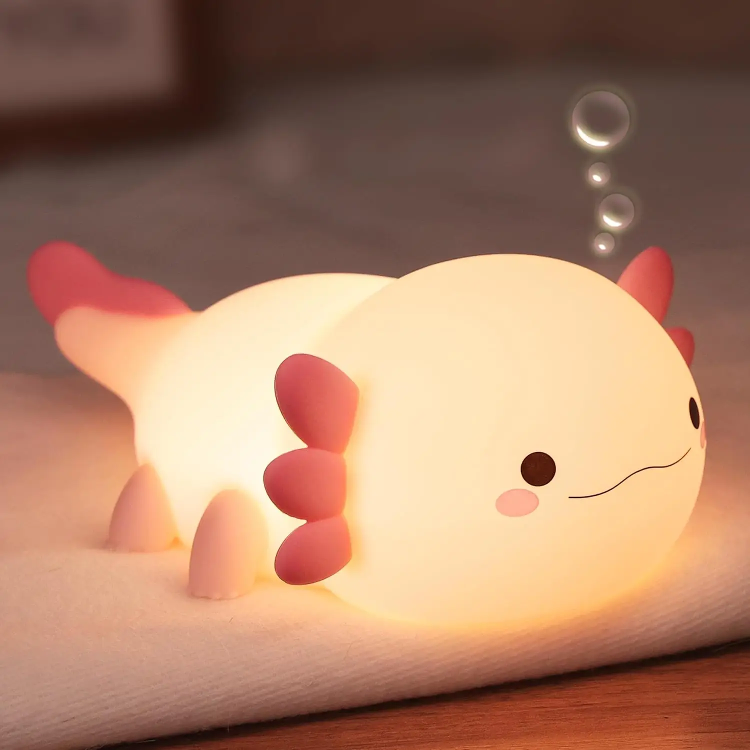 Axolotl Night Light Silicone Nursery Sleeping Lamp Touch Control Nightlights USB Rechargeable Cute Table Lamp for Baby Child