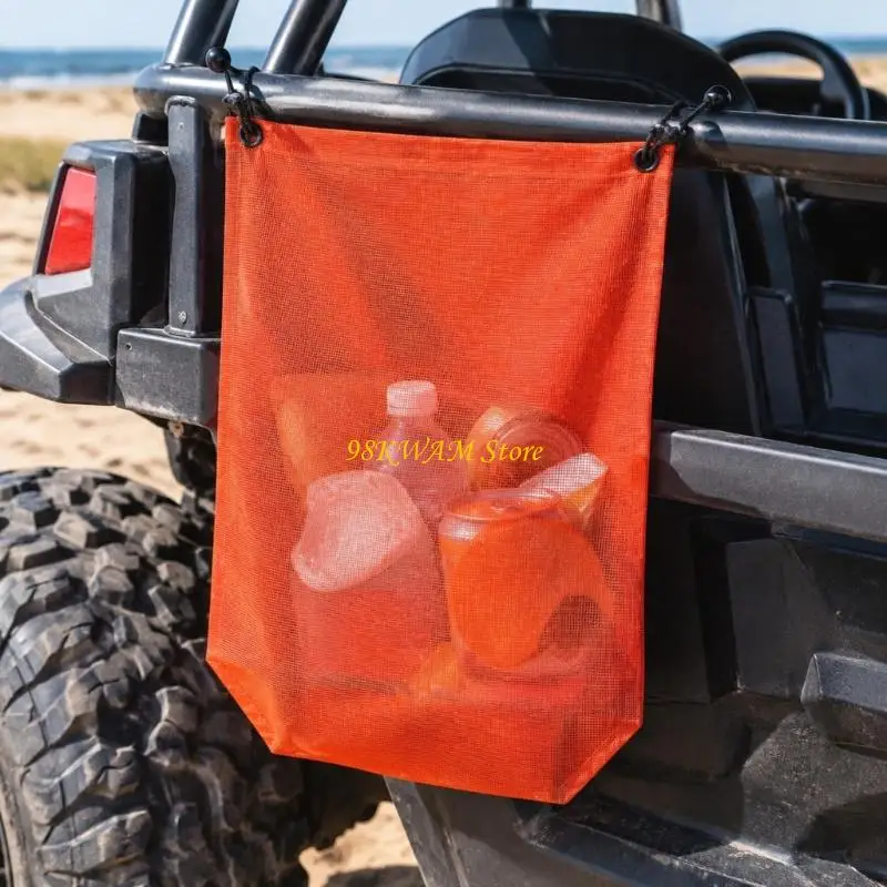 UTV Trash Bag with Open-Top See-Through Mesh, Hanging Fasteners, and Storage for Wrappers, Bottles, and Small Gear 68UF