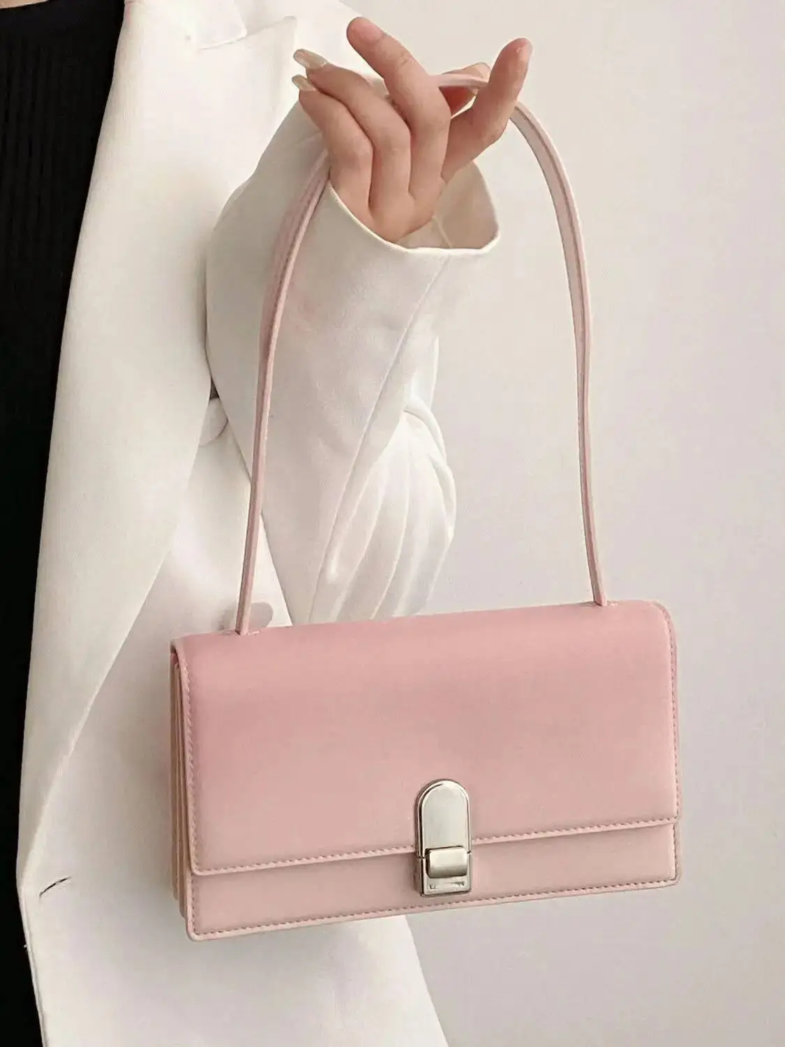 Bloom Sweet Cool Pink Square Shoulder Bags Women Hot Girl Gradient Leather Underarm Bag Ladies Fairycore Y2k Handbag Aesthetic