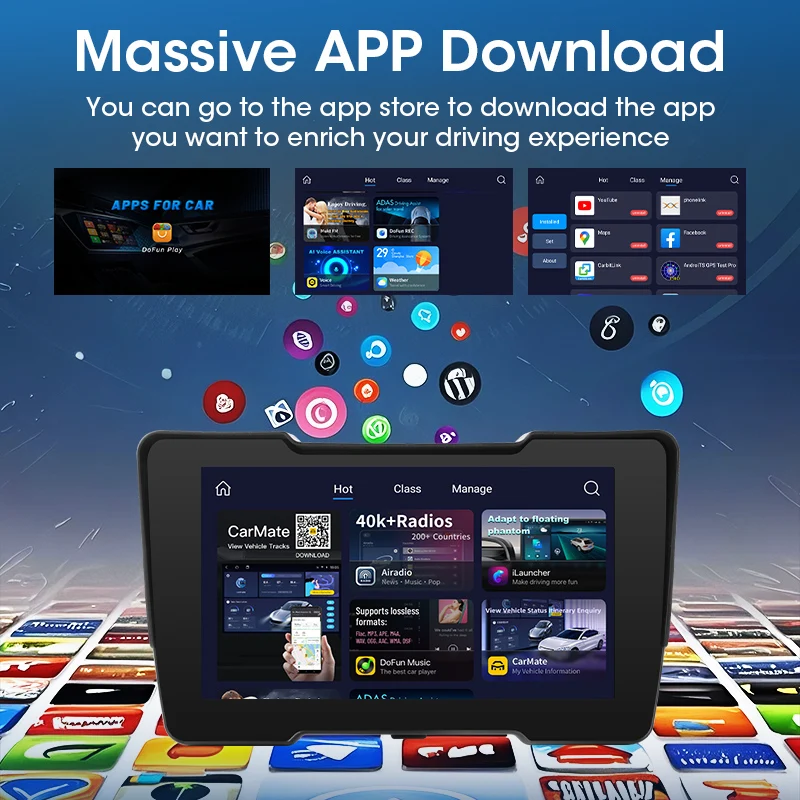 نظام تحديد المواقع المحمول 7 بوصة للدراجات النارية DVR Carplay يدعم Youtube Netflix Tiktok GooglePlay اللاسلكي Android Auto BT GPS Navigation