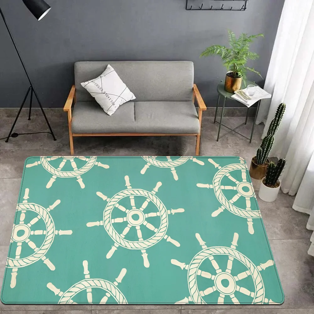 Nautical Anchor Floor Mat Bathroom Mat Kids Room Bedroom Decoration Balcony Anti-Slip Doormat Living Room Welcome Rug