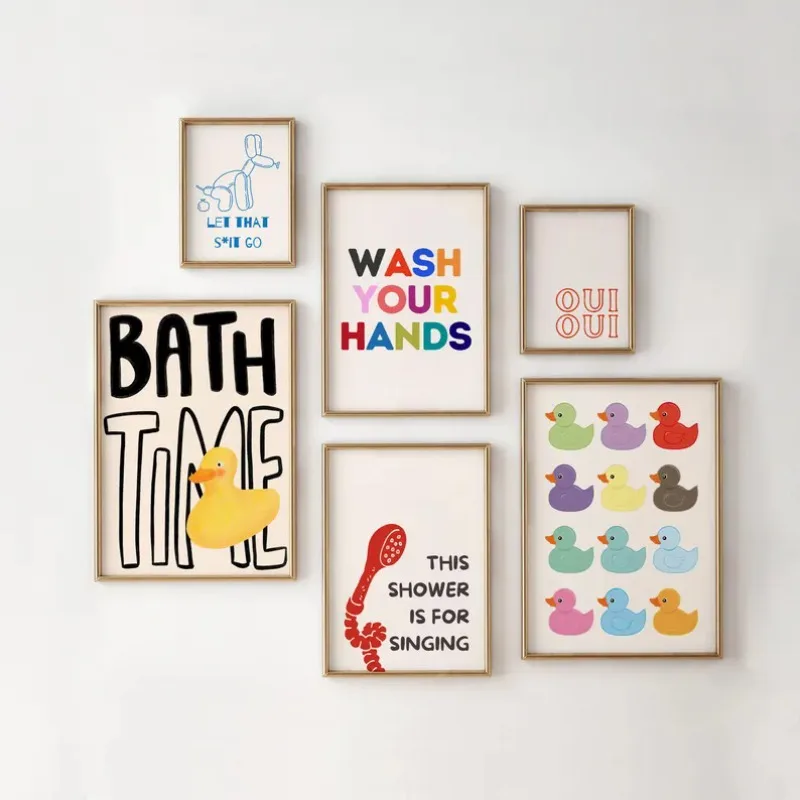 مضحك الحمام المطاط بطة غسل يديك ملتوي يقتبس المشارك حائط لوح رسم الفن صور ديكور المنزل المرحاض #1