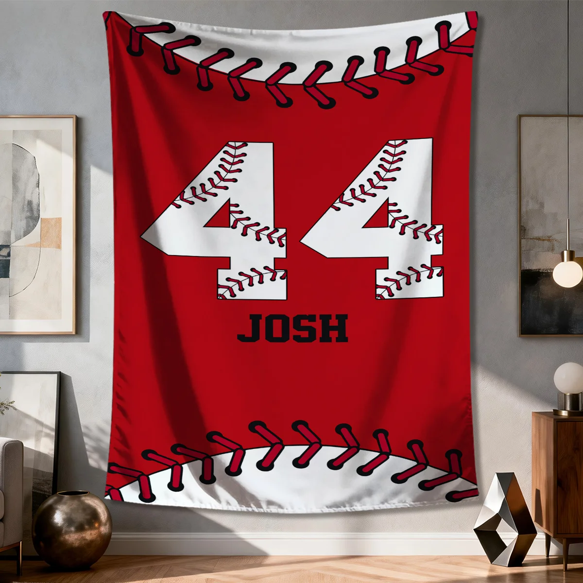 Large Red Baseball Sports Tapestry Wall Hanging Decor 44 Josh Man Cave Bedroom Poster 150x300cm Fan Gift