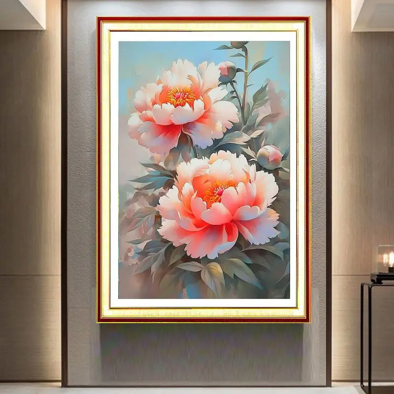 

11CT 9CT Peony Embroidery DIY Chinese Style Printed Kits Cross Stitch Thread Needlework Sets Home Decor Crafts