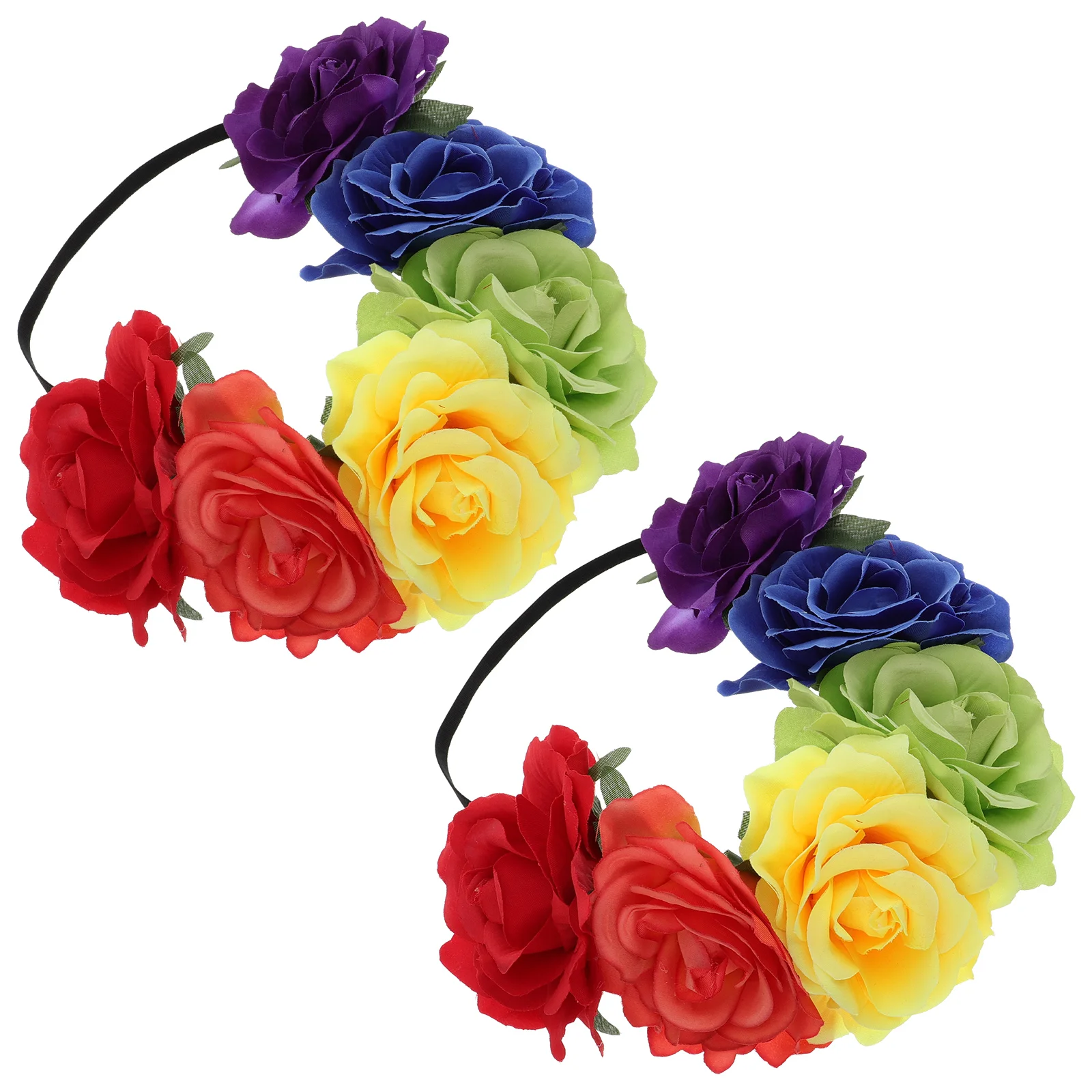 2 Pcs Headband Halloween Headpiece Flower Hair Wreath Cosplay Headdress Roses Girl Decor