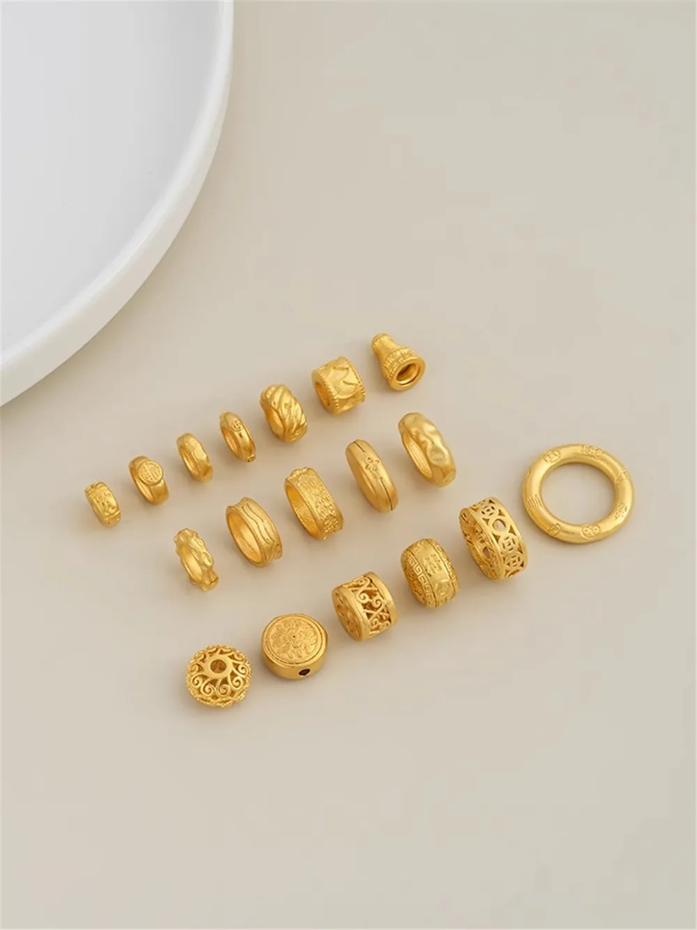 

Sand Gold Accessories Circles Running Handmade Rings Concentric Rings Large Holes Separated Beads DIY Bracelets Jewelry Material